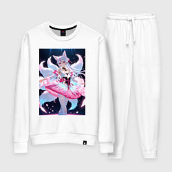 Костюм хлопковый женский Лиса танцует в платье, цвет: белый