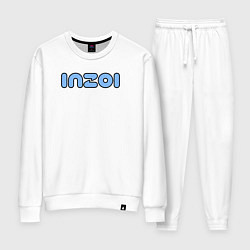 Костюм хлопковый женский Inzoi синий логотип, цвет: белый