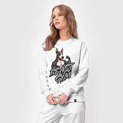Костюм хлопковый женский Beast gym dog, цвет: белый — фото 2