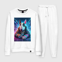 Костюм хлопковый женский Cool bull terrier - cyberpunk, цвет: белый