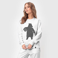 Костюм хлопковый женский Футболист мишка, цвет: белый — фото 2