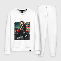 Костюм хлопковый женский I wont give it today, цвет: белый
