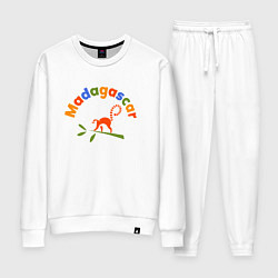 Костюм хлопковый женский Лемур в Мадагаскаре, цвет: белый