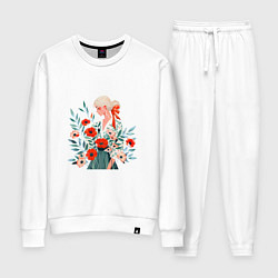 Костюм хлопковый женский Маки и блондинка, цвет: белый