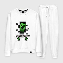 Костюм хлопковый женский Minecraft крипер, цвет: белый
