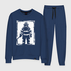 Костюм хлопковый женский Пожарный в белом квадрате, цвет: тёмно-синий
