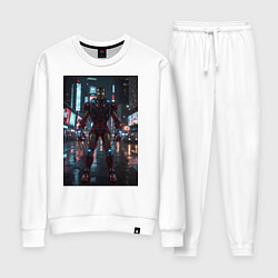 Костюм хлопковый женский Железный человек посреди ночного города, цвет: белый