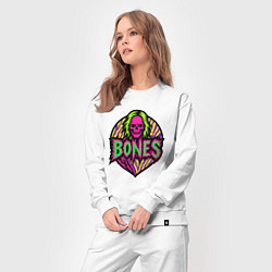 Костюм хлопковый женский Bones кислотный череп, цвет: белый — фото 2