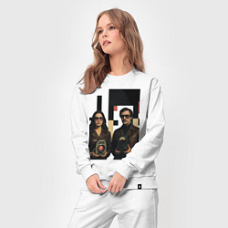 Костюм хлопковый женский Мужчина и женщина с гаджетами поп-арт ретро-футури, цвет: белый — фото 2