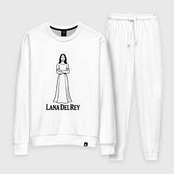 Костюм хлопковый женский Lana Del Rey нарисованная черными линиями, цвет: белый