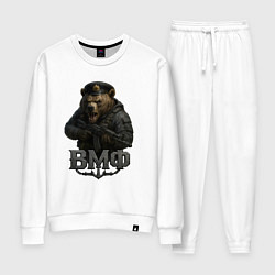 Костюм хлопковый женский ВМФ медведь пехотинец, цвет: белый