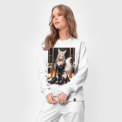 Костюм хлопковый женский Белая лисица в откровенном наряде, цвет: белый — фото 2