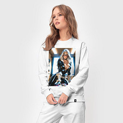 Костюм хлопковый женский Черная кошка в комнате, цвет: белый — фото 2