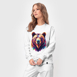 Костюм хлопковый женский Красочный медведь, цвет: белый — фото 2