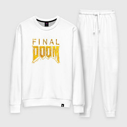 Костюм хлопковый женский Doom final gold logo, цвет: белый