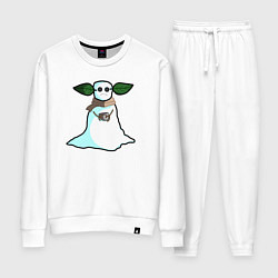 Костюм хлопковый женский Снеговик Йода, цвет: белый
