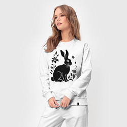 Костюм хлопковый женский Черный кролик среди роз, цвет: белый — фото 2