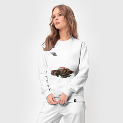 Костюм хлопковый женский Летающая машина, ретрофутуризм, цвет: белый — фото 2