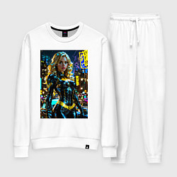 Костюм хлопковый женский Черная Канарейка на улице города, цвет: белый