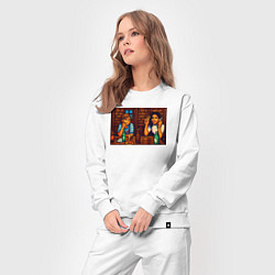 Костюм хлопковый женский День студента пиксель-арт мем, цвет: белый — фото 2