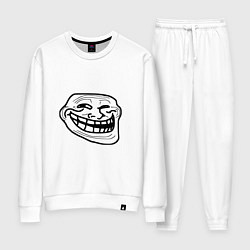 Костюм хлопковый женский Тролфейс хит 2025, цвет: белый