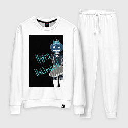 Костюм хлопковый женский Хэллоуин тыквенная ночь, цвет: белый