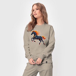 Костюм хлопковый женский Огненная лошадь, символ года 2026, цвет: миндальный — фото 2