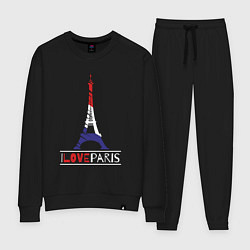 Костюм хлопковый женский Love Paris, цвет: черный