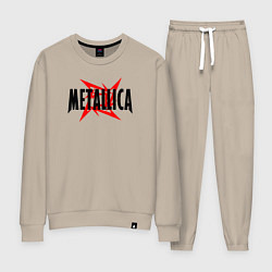 Костюм хлопковый женский Metallica logo, цвет: миндальный