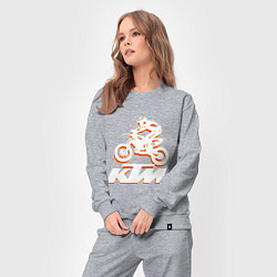 Костюм хлопковый женский KTM белый, цвет: меланж — фото 2