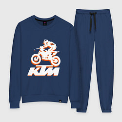 Костюм хлопковый женский KTM белый, цвет: тёмно-синий