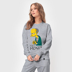 Костюм хлопковый женский Mr. Burns: I get money, цвет: меланж — фото 2