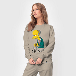 Костюм хлопковый женский Mr. Burns: I get money, цвет: миндальный — фото 2