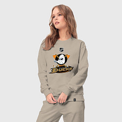 Костюм хлопковый женский NHL: Anaheim Ducks, цвет: миндальный — фото 2