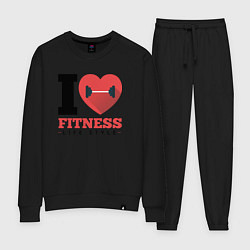 Костюм хлопковый женский I love Fitness, цвет: черный