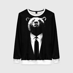 Свитшот женский Медведь бизнесмен, цвет: 3D-белый