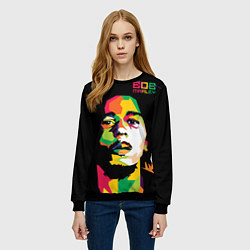 Свитшот женский Боб Марли: фан-арт, цвет: 3D-черный — фото 2