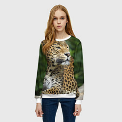 Свитшот женский Лик леопарда, цвет: 3D-белый — фото 2