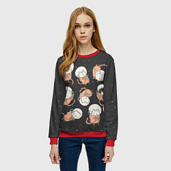 Свитшот женский Космические котики, цвет: 3D-красный — фото 2