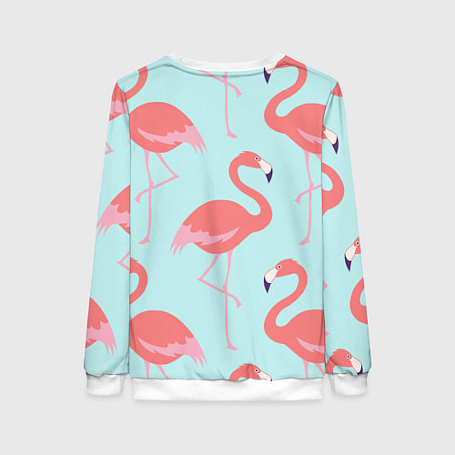 Женский свитшот Розовые фламинго / 3D-Белый – фото 2