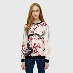 Свитшот женский Сакура, цвет: 3D-черный — фото 2