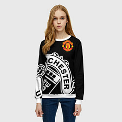 Свитшот женский Man United: Black Collection, цвет: 3D-белый — фото 2