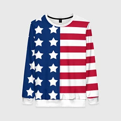 Свитшот женский USA Flag, цвет: 3D-белый