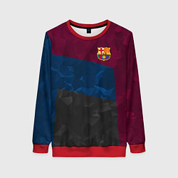 Свитшот женский FC Barcelona: Dark polygons, цвет: 3D-красный