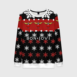 Свитшот женский Праздничный Bon Jovi, цвет: 3D-белый