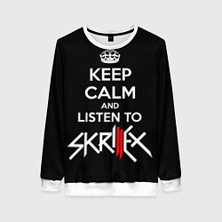 Свитшот женский Keep Calm & Skrillex, цвет: 3D-белый