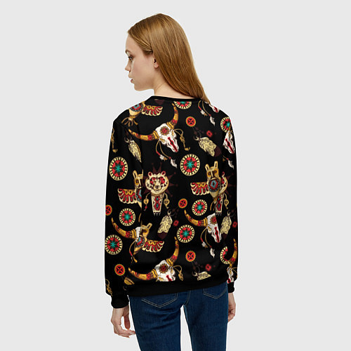 Женский свитшот Индейские культовые символы / 3D-Черный – фото 4