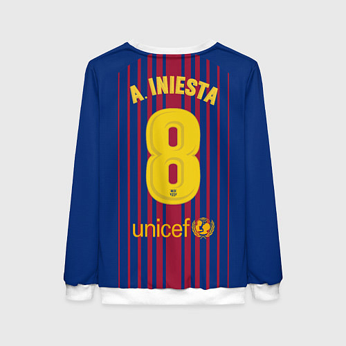 Женский свитшот FC Barcelona: Iniesta 17/18 / 3D-Белый – фото 2