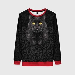Свитшот женский Чёрный котик, цвет: 3D-красный