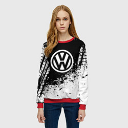 Свитшот женский Volkswagen: Black Spray, цвет: 3D-красный — фото 2